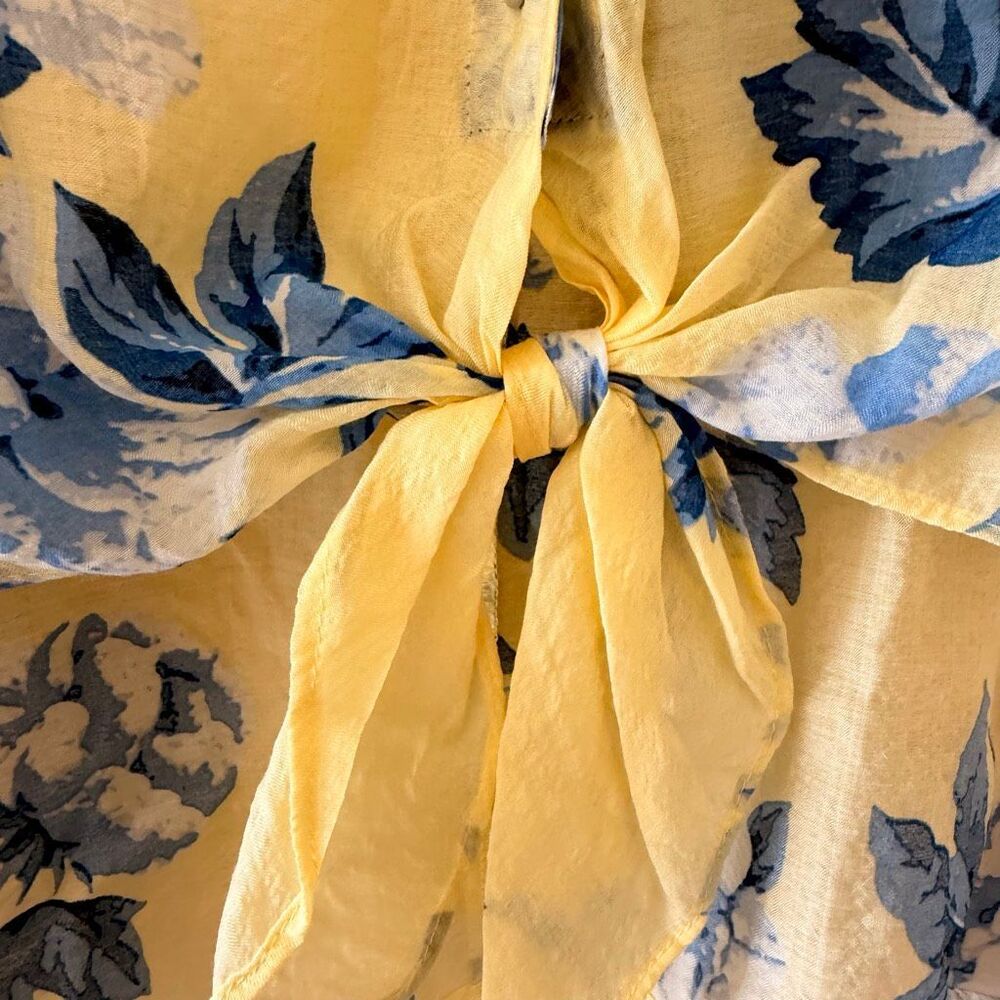 CeCe Floral Button Down Yelllow Blue Toile Pattern Sz L # 2614 - Picture 7 of 13